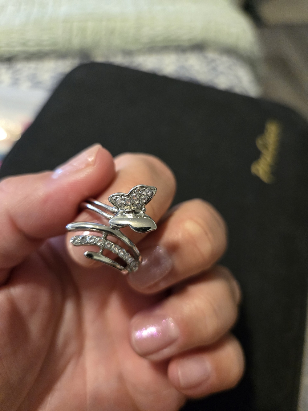 Stainless Steel Silver Tone Butterfly S Ring